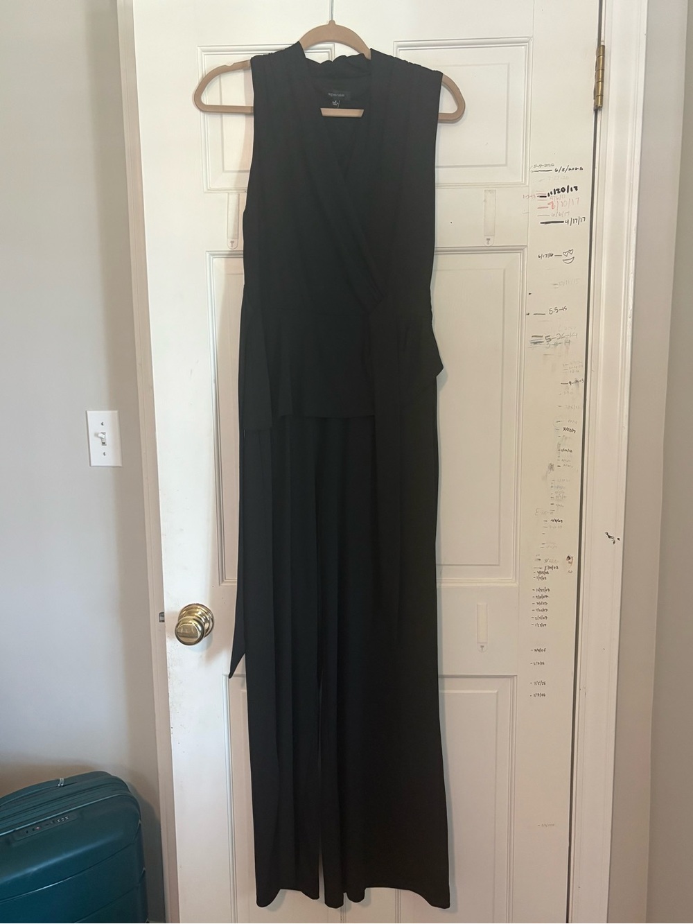 Spense Black Sleeveless Wrap Formal Jumpsuit